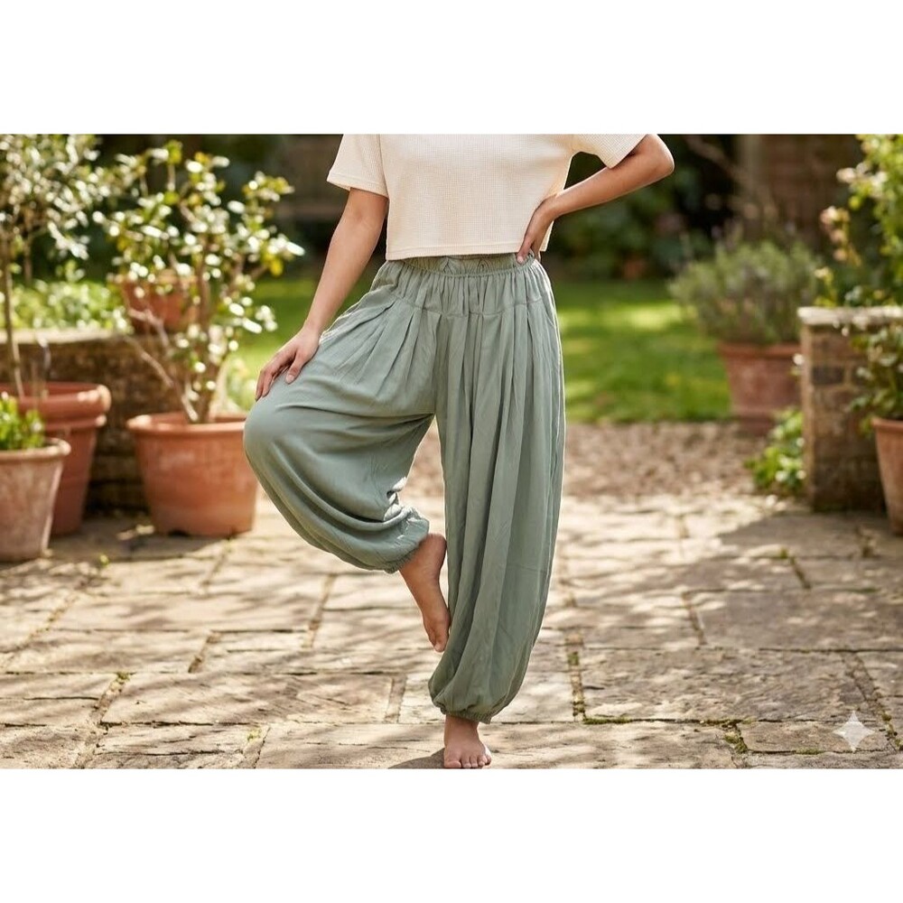 Free People Fee-est Bubble Balloon Leg Smocked Harem Pants Pull-on XS 290431